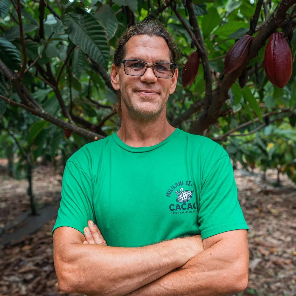 John in the cacao orchard